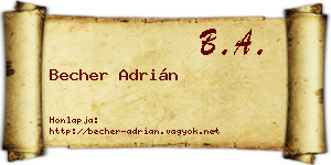Becher Adrián névjegykártya